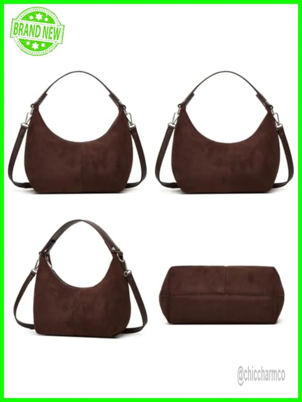 Vintage Suede Crescent Bag Slouchy Hobo Shoulder Tote Work Handbag